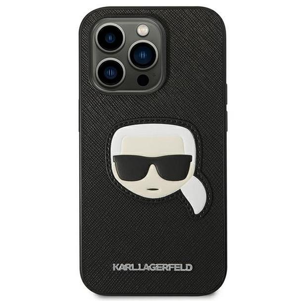 KARL LAGERFELD futerał do IPHONE 14 Pro KLHCP14LSAPKHK (Saffiano With Karl Head Patch) czarny