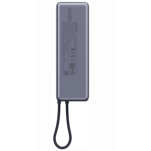 Powerbank Xiaomi 10000 mAh QC PD 165W z wbudowanym kablem USB C PB1165MI z wyświetlaczem LED szary
