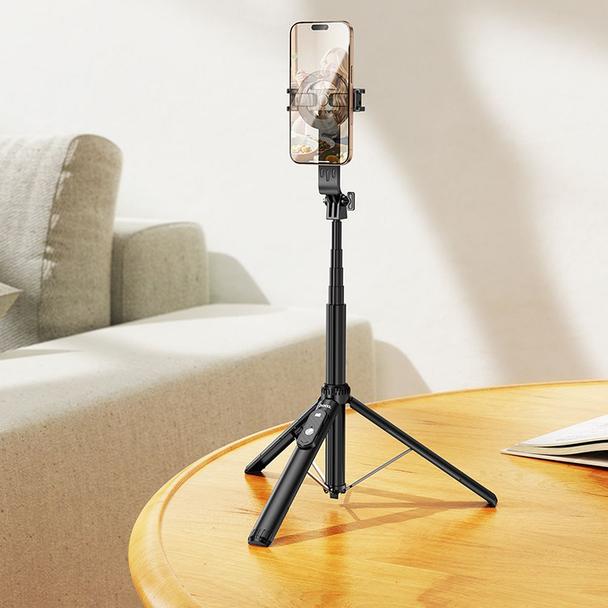Selfie stick Hoco tripod z pilotem bezprzewodowym magnetyczny K25 czarny