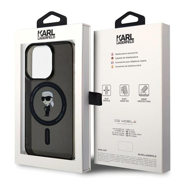 KARL LAGERFELD futerał do IPHONE 15 Pro KLHMP15LHFCKNOK (Ikonik + MAG) czarny