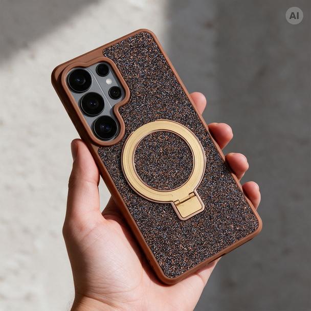 Etui na Samsung S26 Quartz Circle Stand Mag Cover brązowe