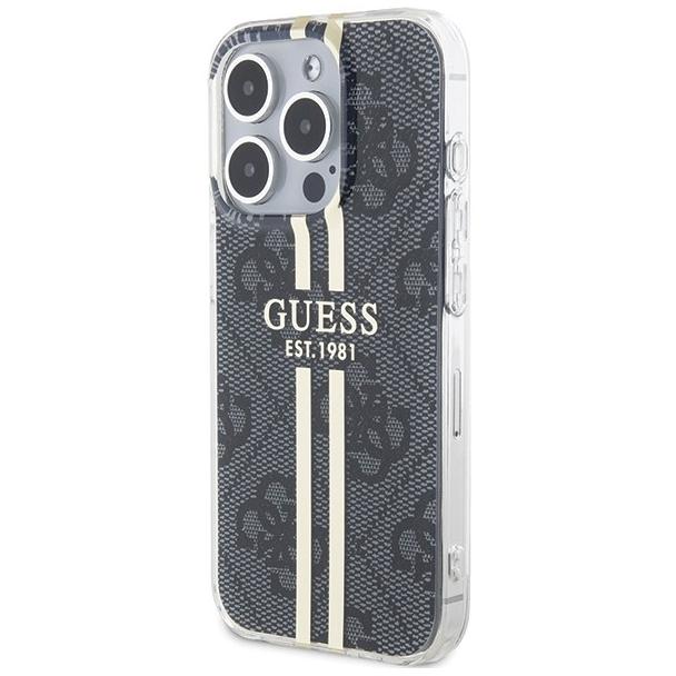 GUESS futerał do IPHONE 15 Pro Max GUHCP15XH4PSEGK (4G Gold  Stripe) czarny