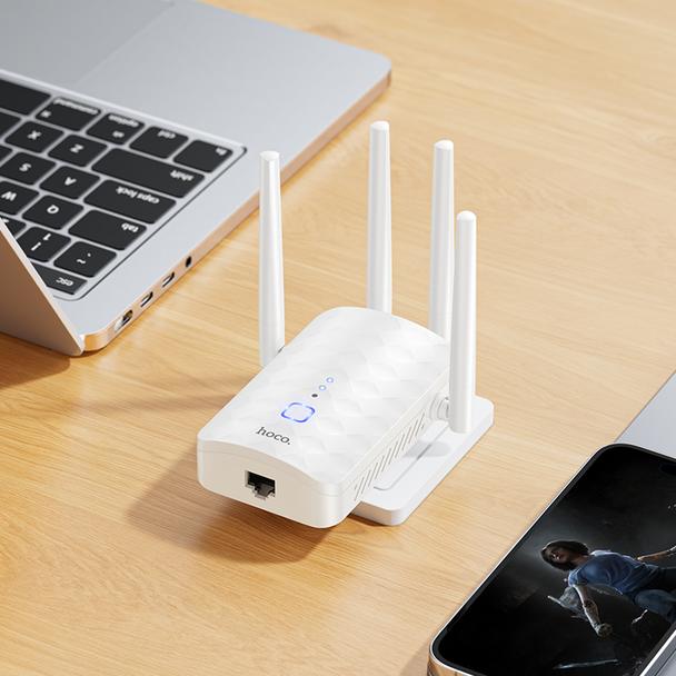 Wzmacniacz sieci bezprzewodowej WiFi 4 300 Mbp/s 230V Hoco HI35 biały