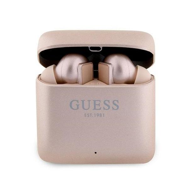 GUESS słuchawki bezprzewodowe bluetooth TWS + stacja dokująca GUTWSSU20ALEGP (Printed Logo) złoty róż