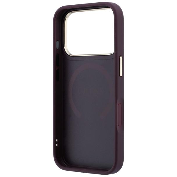 GUESS futerał do IPHONE 18 Pro/17 Pro kompatybilny z MagSafe (Saffiano Peony Ring) burgundowy