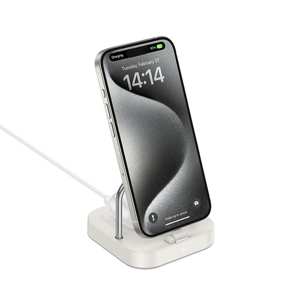 Ładowarka biurkowa Hoco 2w1 USB C PD QC 3A 30W + ładowanie bezprzewodowe 5W CQ16B biała