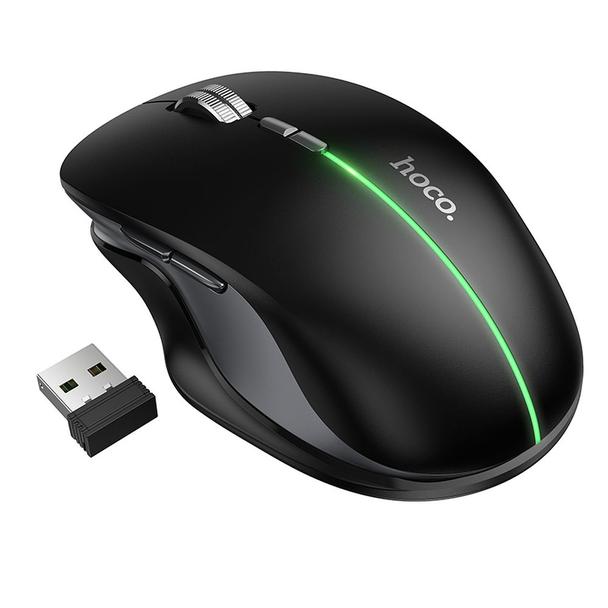Myszka bezprzewodowa dual-mode (Bluetooth, 2.4G) 1600 dpi RGB Hoco GM40 czarna
