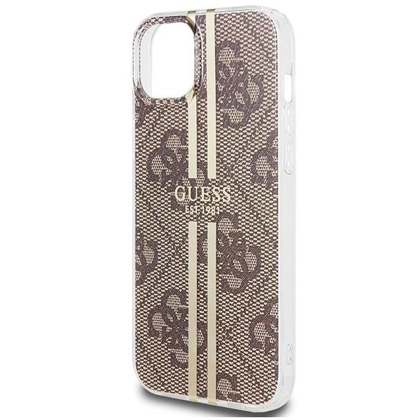 GUESS futerał do IPHONE 15 GUHCP15SH4PSEGW (4G Gold Stripe) brązowy