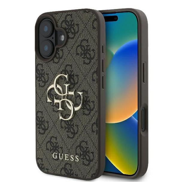GUESS futerał do IPHONE 16 Plus GUHCP16M4GMGBR (4G PU Big Logo) brązowy
