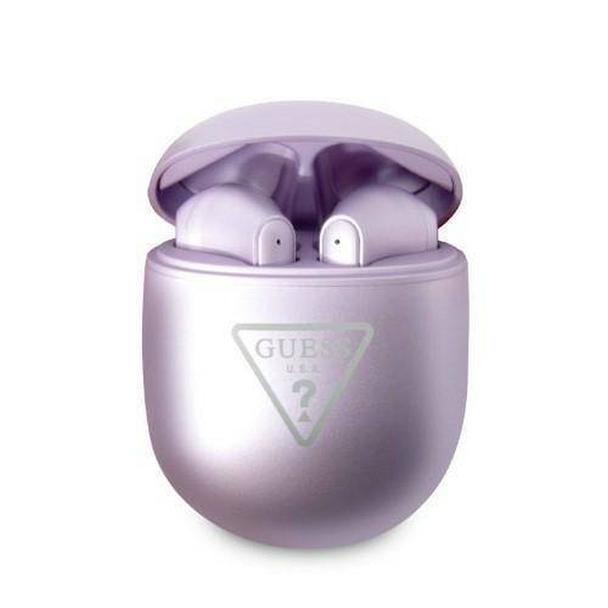 GUESS słuchawki bezprzewodowe bluetooth TWS + stacja dokująca GUTWST82TRU (Triangle Logo) fioletowe