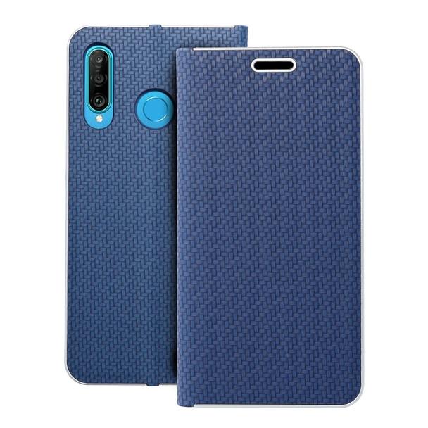 Etui z klapką na Huawei P30 LITE Luna Book Carbon niebieskie