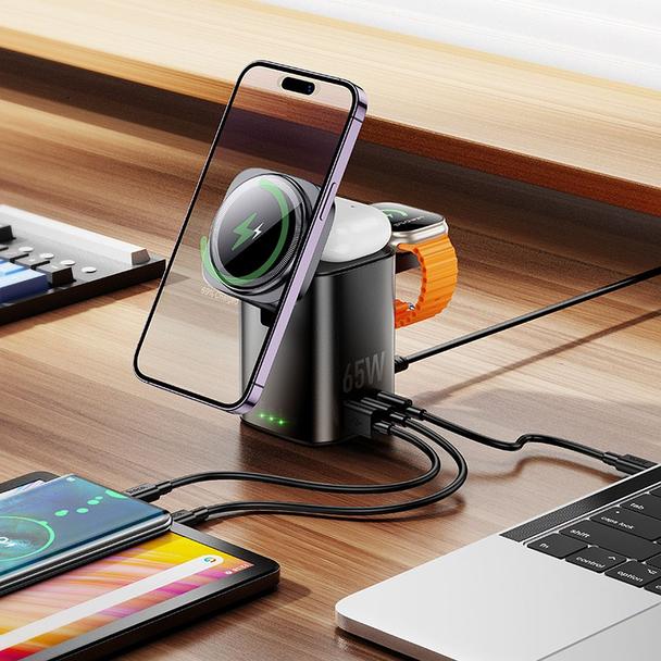 Ładowarka indukcyjna Hoco 6w1 PD QC 65W kompatybilna z Apple Watch CQ20A czarna