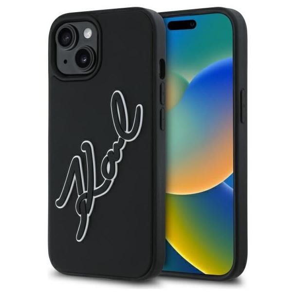 KARL LAGERFELD futerał do IPHONE 15 KLHCP15S3DRKSDLK (3D Rubber Signature) black