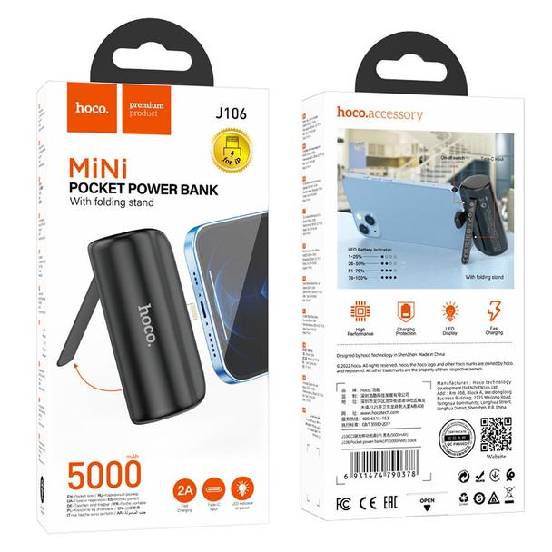 Powerbank Hoco 5000 mAh 2A z wbudowanym złączem Lightning J106 czarny