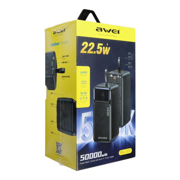 Power bank AWEI PA-107 50000mAh 22,5W LCD czarny