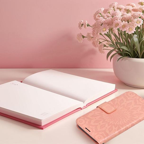Etui z klapką na iPhone 17 Mezzo Book mandala peach fuzz