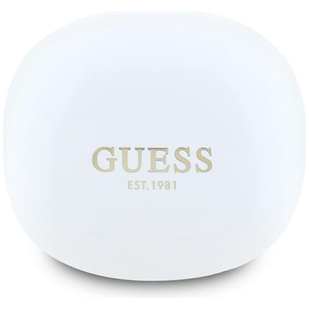 Słuchawki bezprzewodowe douszne Guess TWS Flat Classic Logo Electroplated białe