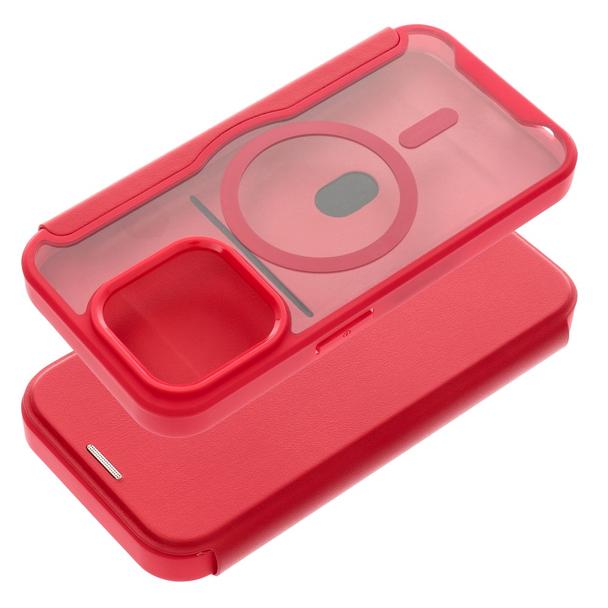 Etui z klapką na iPhone 16 PRO MAX Smart Mag zgodne z MagSafe czerwone