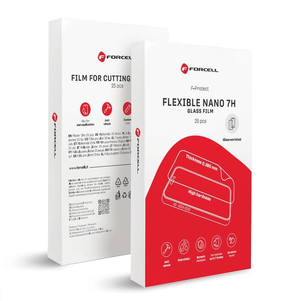 Folia hybrydowa nano glass do cięcia do plotera Forcell F-Protect Flexible NANO 7H 196 x 125 mm 25 sztuk