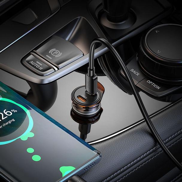 Ładowarka samochodowa Hoco 2 x USB C QC PD 45W NZ16B szara