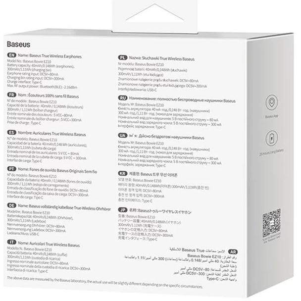 BASEUS słuchawki bezprzewodowe bluetooth TWS Bowie EZ10 A00054300226-Z1 białe