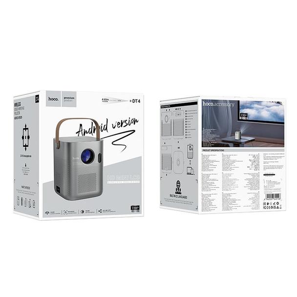 Projektor HD Ready Hoco z systemem Android Wi-Fi Bluetooth 720P DT4 szary