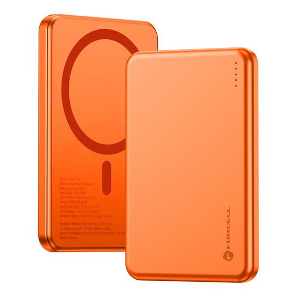 Powerbank zgodny z MagSafe Forcell F-Energy Slim F5K9 QC4.0 PD3.0 15W 5000 mAh pomarańczowy  0INT