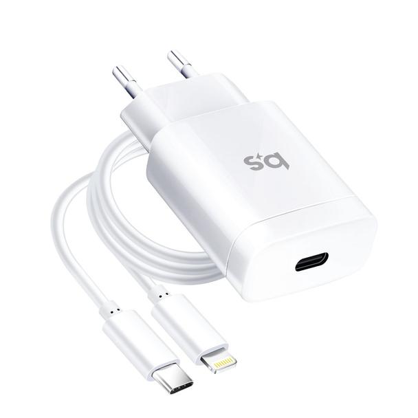 Ładowarka sieciowa do telefonu Blue Star USB C QC3.0 PD 3A 18W + kabel USB C do Lightning TFK-TC-1099C biała