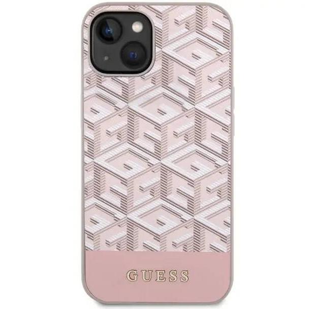 GUESS futerał do IPHONE 14 kompatybilny z MagSafe GUHMP14SHGCFSEP (GCUBE Stripes) różowy