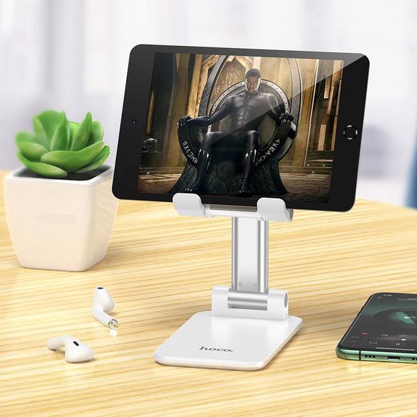 Uchwyt na telefon / tablet biurkowy składany Hoco (4,7" - 10") PH29A biały
