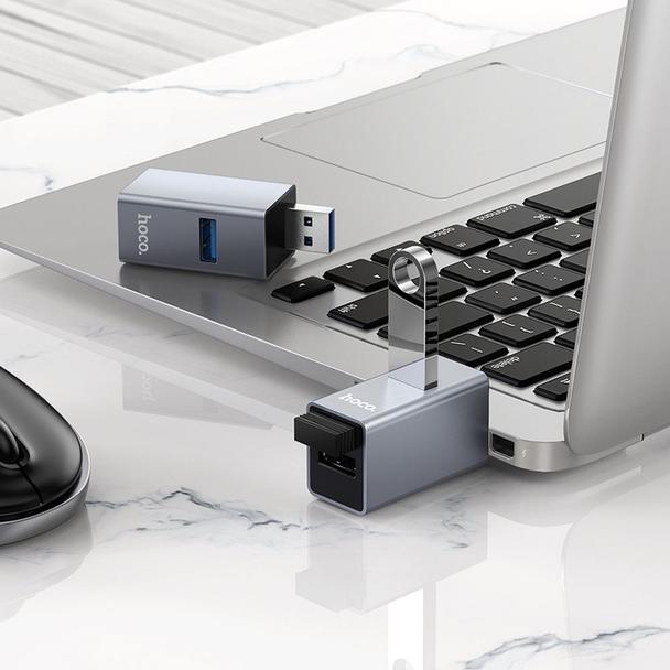 Adapter 3w1 (USB 2.0 x 2+USB 3.0) USB-A Hoco HB54 szary