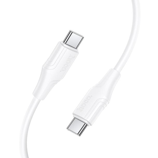 Kabel USB C do USB C Hoco 3A 60W silikonowy 1 m X124 biały