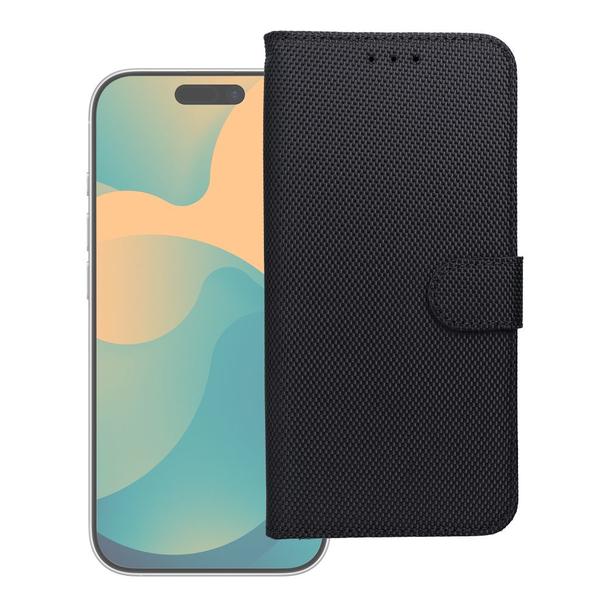 Etui z klapką na iPhone 17 PRO antykradzieżowe 4Card RFID tech fabric czarne