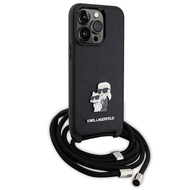 KARL LAGERFELD futerał do IPHONE 13 Pro KLHCP13LSAKCPSK (Saffiano KC Metal PIN Crossbody) czarny