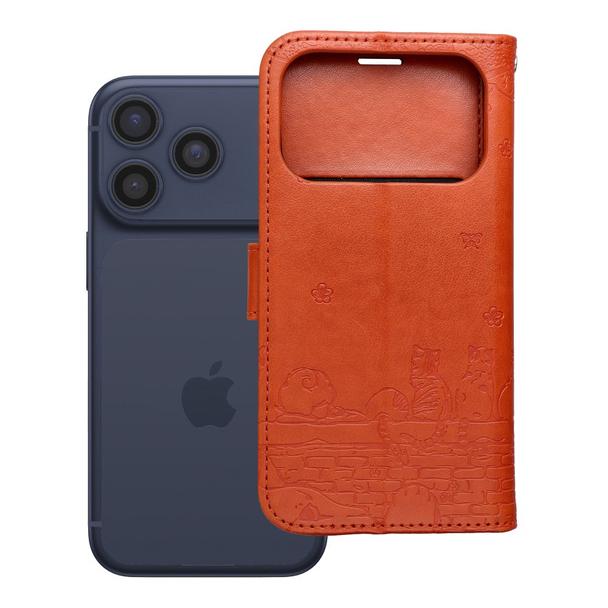 Etui z klapką na iPhone 17 PRO / 18 PRO Mezzo Book koty brązowe