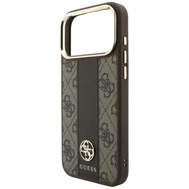 GUESS futerał do IPHONE 18 Pro Max/17 Pro Max kompatybilny z MagSafe (Stripe Round and Classic Logos 4G) brązowy