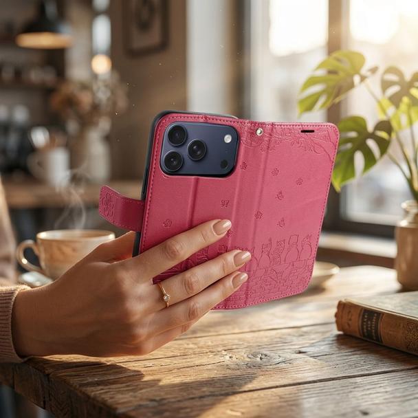 Etui z klapką na iPhone 17 PRO MAX Mezzo Book koty czerwone