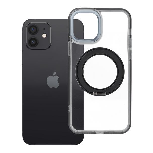 Etui na iPhone 12 Frame Circle Stand zgodne z MagSafe czarne
