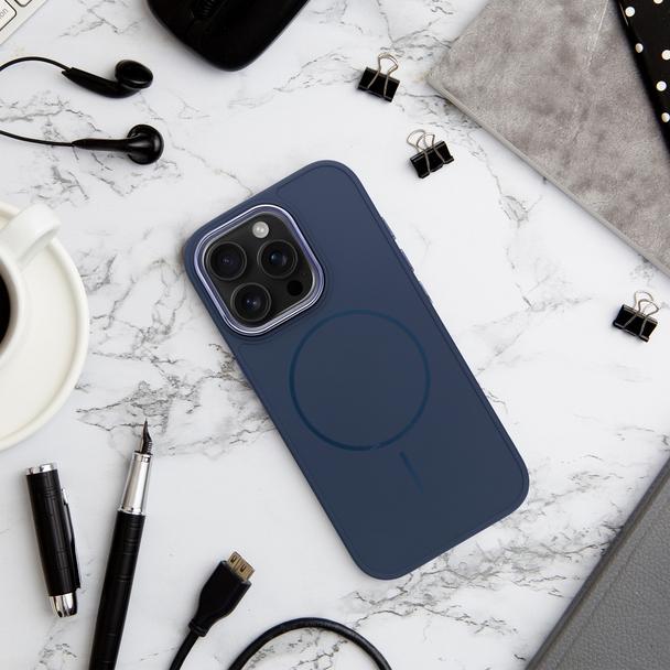 Futerał do iPhone 14 Frame Mag Cover zgodny z MagSafe granatowy