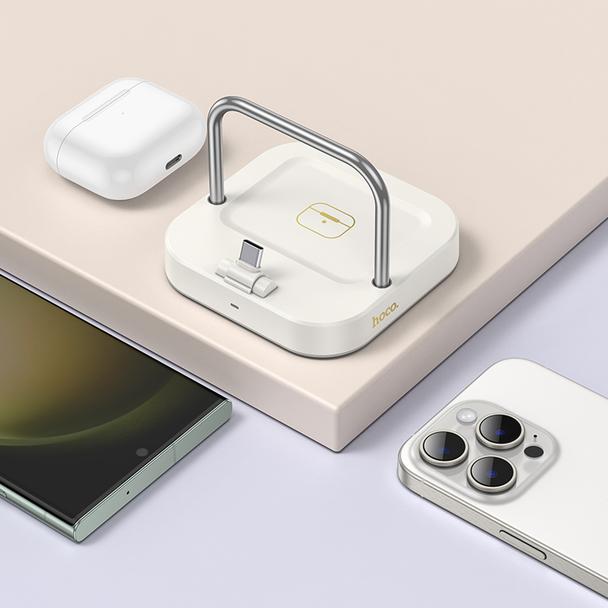 Ładowarka biurkowa Hoco 2w1 USB C PD QC 3A 30W + ładowanie bezprzewodowe 5W CQ16B biała