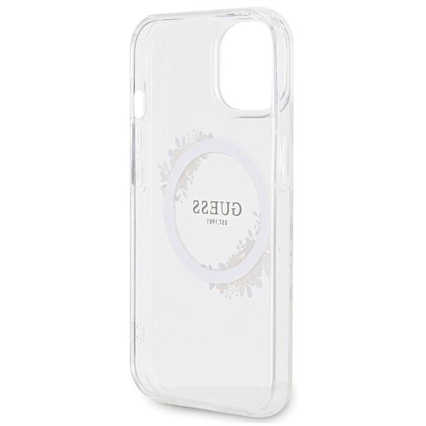 GUESS futerał do IPHONE 15 kompatybilny z MagSafe GUHMP15SHFWFCT (Flowers Wreath) transparentny