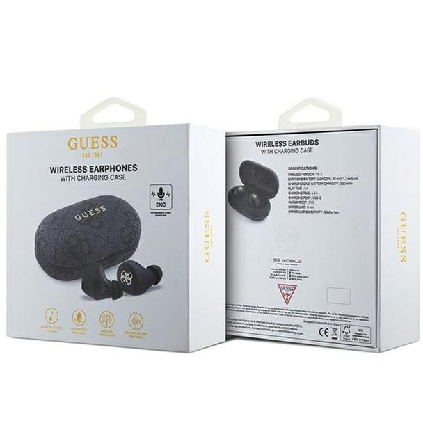 GUESS słuchawki bezprzewodowe bluetooth TWS ENC + stacja dokująca GUTWSP4EGK (4G Metal) czarne