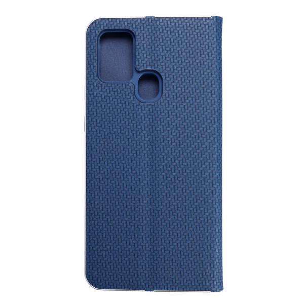 Etui z klapką na Samsung A21s Luna Book Carbon niebieskie