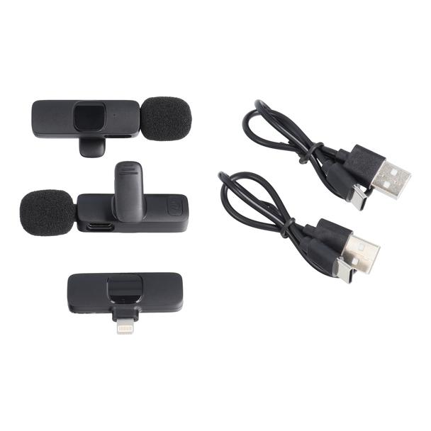 Mikrofon krawatowy bezprzewodowy Lightning podwójny (2 w zestawie) K1 czarny