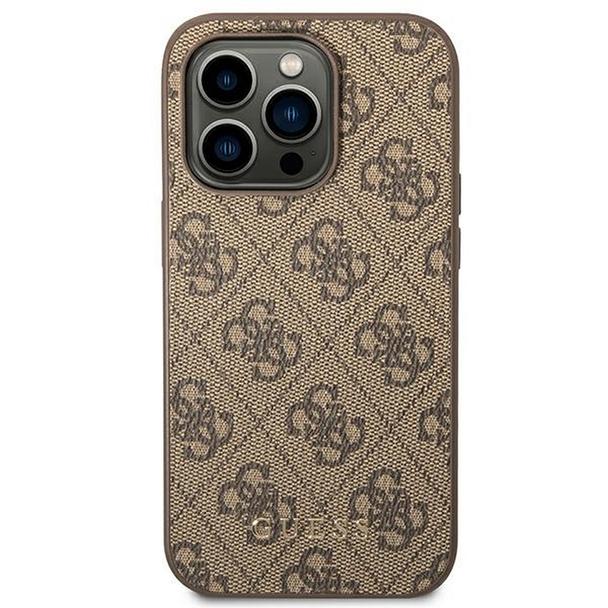 GUESS futerał do IPHONE 14 Pro GUHCP14LG4GFBR (4G Gold Logo) brązowy