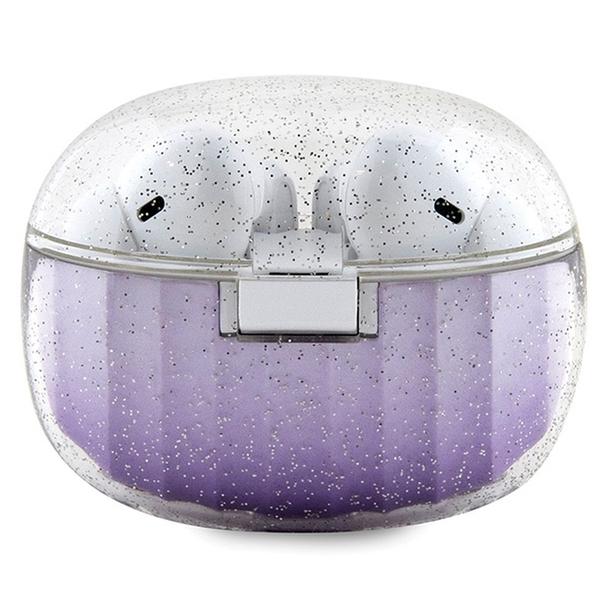 GUESS słuchawki bezprzewodowe bluetooth TWS + stacja dokująca GUTWSHDGKEEU (Glitter gradient) fioletowe