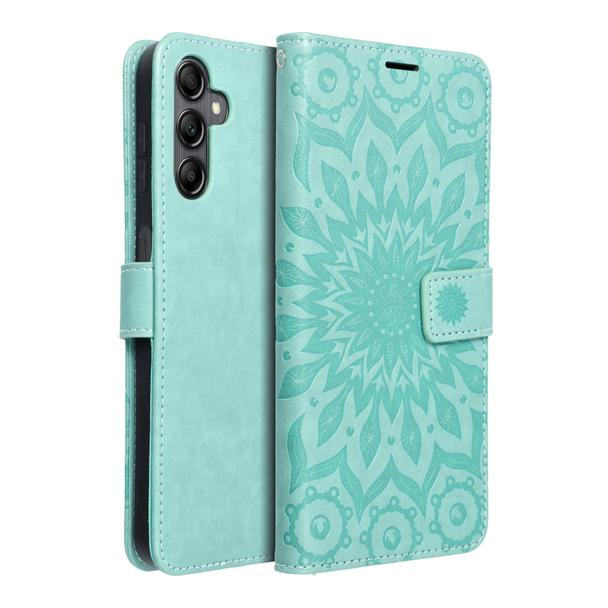 Etui z klapką na Samsung A14 4G / A14 5G Mezzo Book mandala zielone