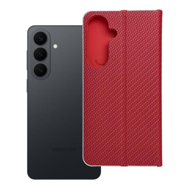 Etui z klapką na Samsung S26 PLUS Luna Book Carbon czerwone