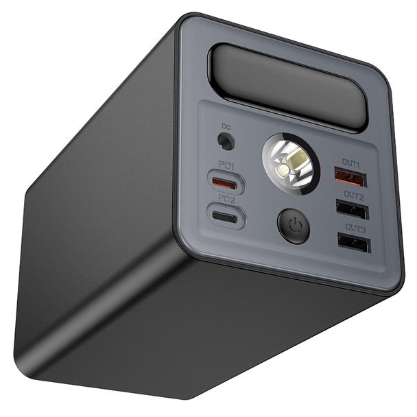 Powerbank Hoco 60000 mAh QC PD 3A 22,5W DC12V z wbudowaną latarką J138 czarny