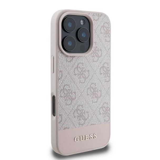GUESS futerał do IPHONE 16 Pro GUHCP16LG4GLPI (4G PU Bottom Stripe) różowy